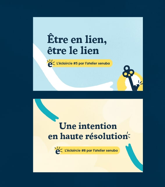 Exemple de visuels bleu clair et beige horizontaux pour la newsletter de l'atelier senuba.