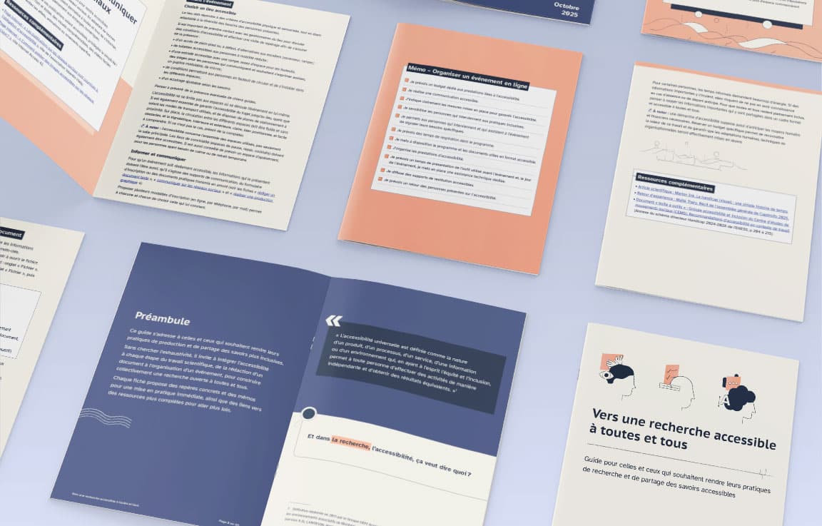 Exemple des pages internes du document "Vers une recherche accessible à toutes et tous".