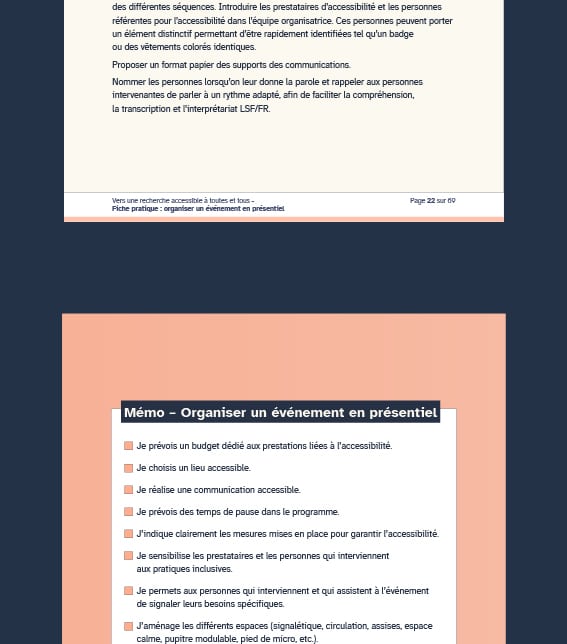 Exemple de la mise en page d'une page interne sous forme d'un mémo en liste.